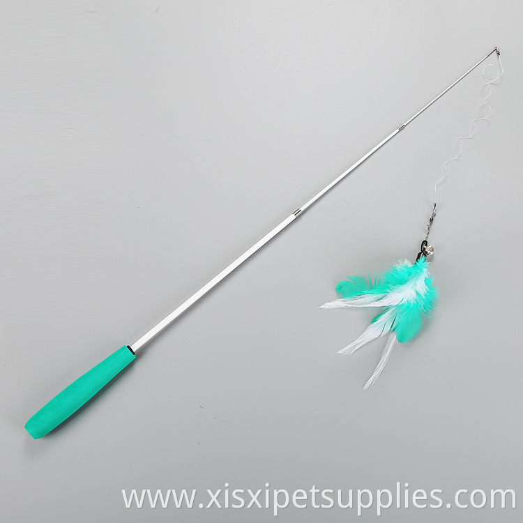 Colorful New Design Fishing Rod Cat Feather Wand Cat Teaser Stick Toy